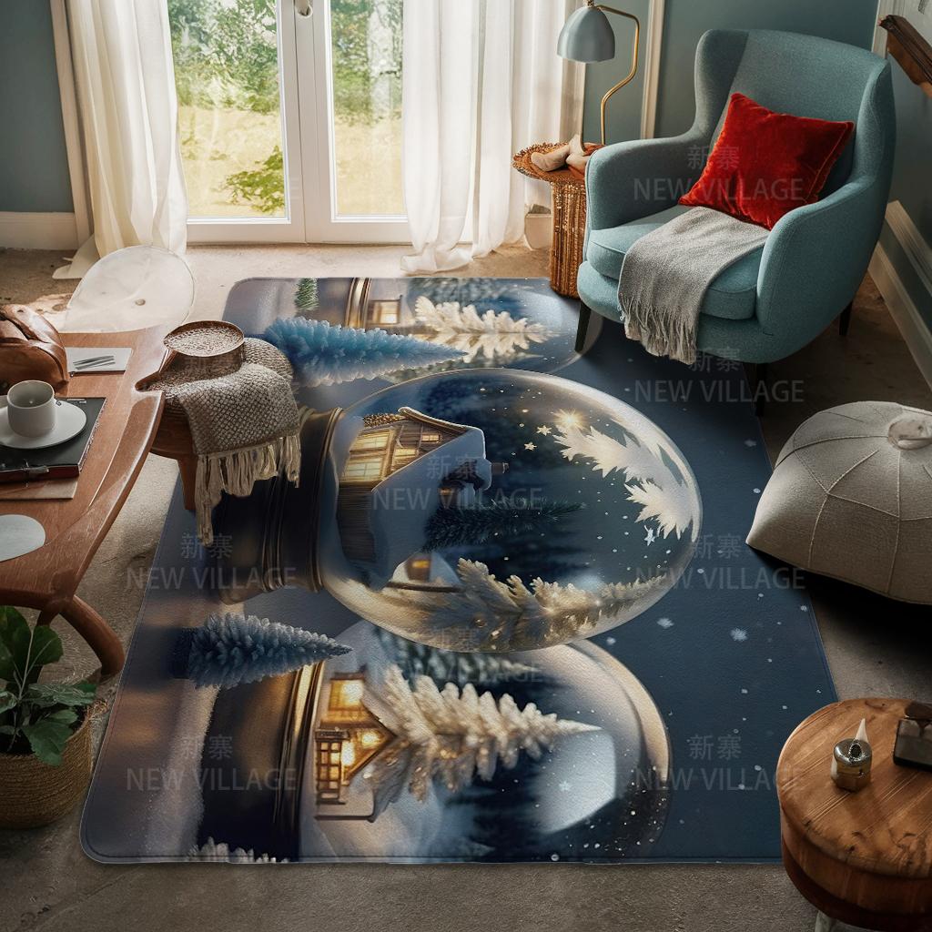 House Entrance Carpet Home Door Mat Living Room Bath Foot Bathroom Non-slip Water Absorption Rugs Bath Merry Christmas Winter