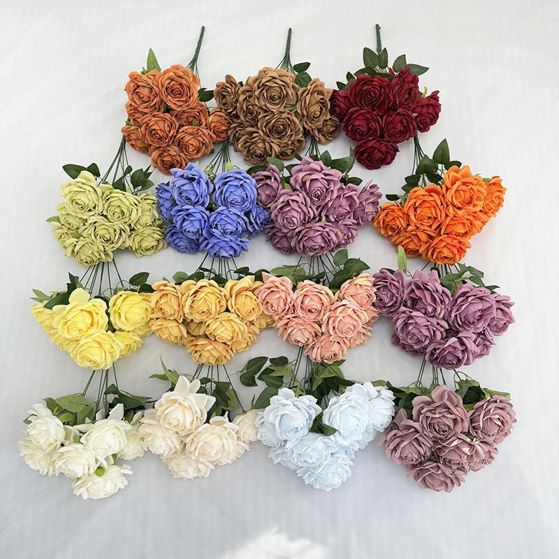 Rose Bridal Wedding Decor Artificial Silk Flower Bouquet For Home Stage Events