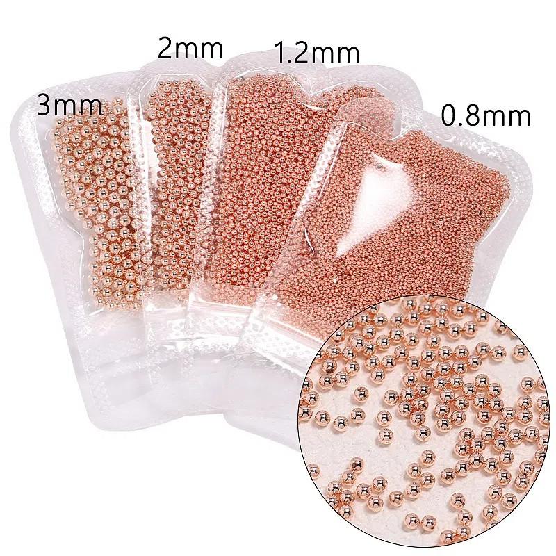 10g/bag Caviar Metal Beads Nail Charm Gold/Silver/Rose Gold Steel Ball Nail Stud 3D Micro Fairy Ball Diamonds Decor