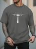 Unisex O Neck Tee Airplane Runway Silhouette Graphic Print Cotton Short Sleeve Loose Summer Breathable Daily Casual Basic Wear Top