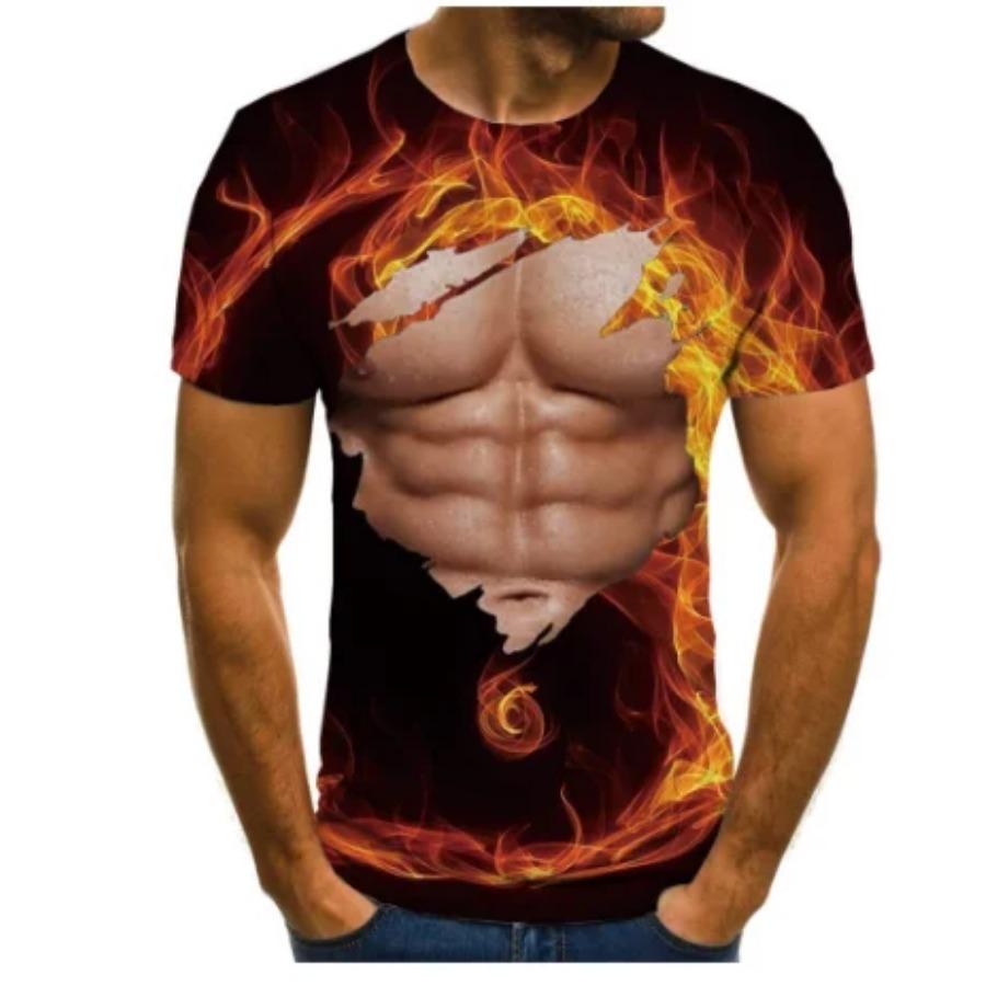 HerSight Muscle Body 3D Print T-shirt Heren Zomer T-shirt Kleding Mode Straat Tees Flesh Patroon Oversized Mannelijk Korte Mouw Trendy XL