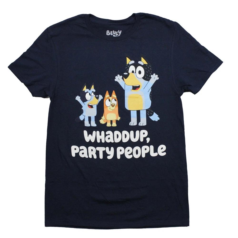 Bluey New Adult TShirt  Bandit Bingo Bluey Whaddup Party People