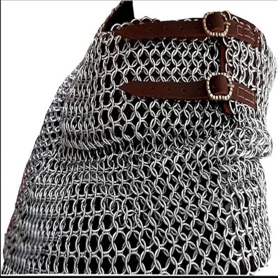Mittelalterlicher Ritter Kettenhemdkragen mit Verschluss, Weiche Aluminiumrüstung, Kragen