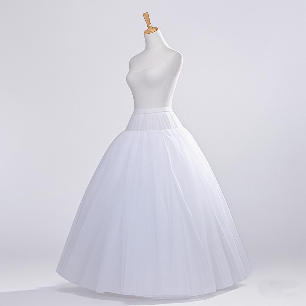 No Hoop Underskjørt For Brudekjole Hvit 4-lags Crinoline Brude Ballkjole Underskjørt Dame Fôret skjørt Festkjole Rollespill Fôr