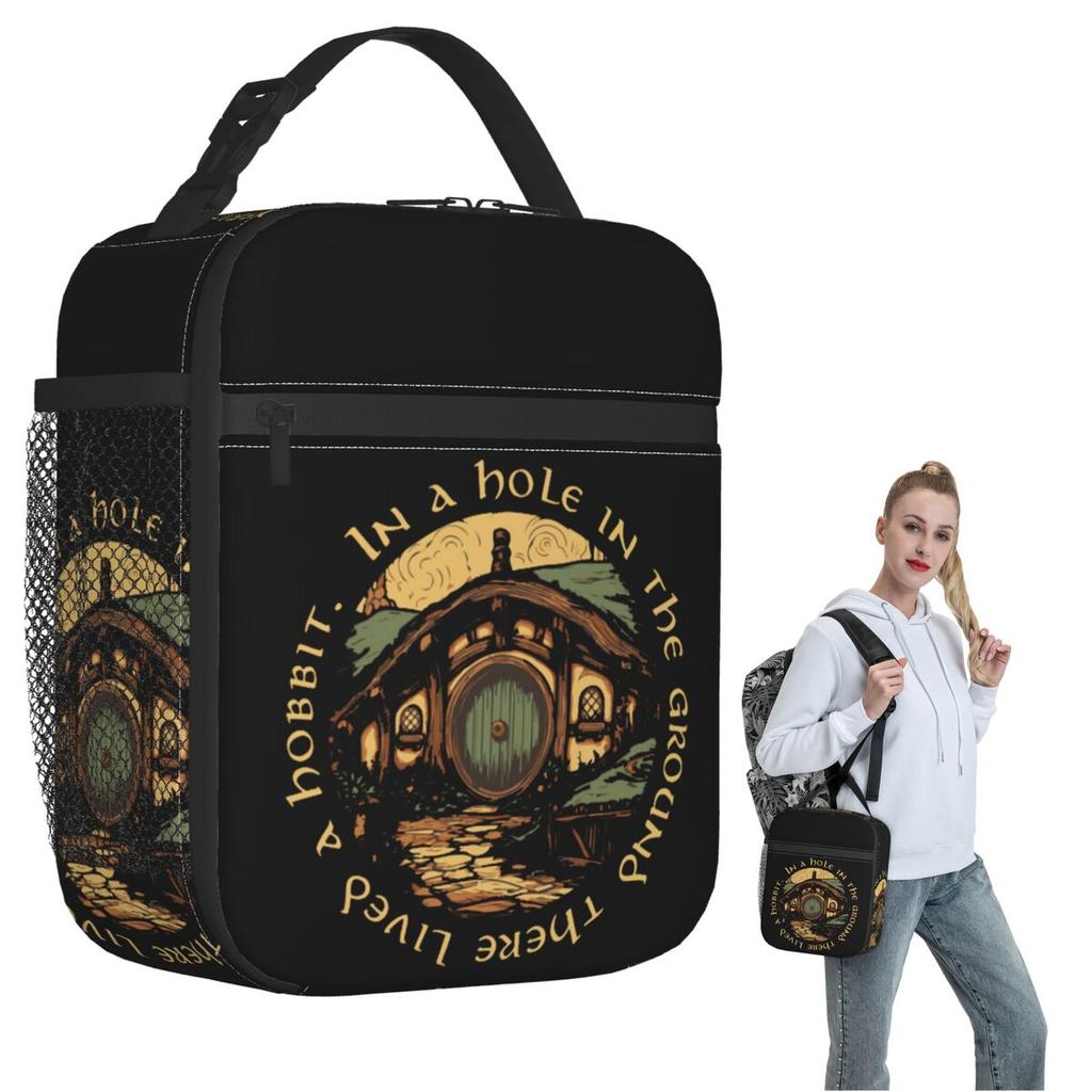 In A Hole In The Ground There Lived A Hobbit Insulated Lunch Bag for Women Kids Portable Food Boxes Thermal Lunch Box Tote