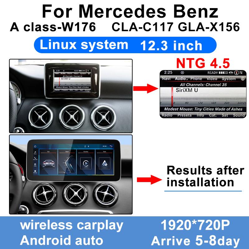 Wireless Carplay Android Auto TouchScreen 10.25'' For Mercedes Benz A Class W176 A200 A180 A220 Car Multimedia Player Display BT