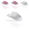Halloween Party Silver Pink Glitter Diamond Stripe Cowboy Hat With Goggles For Costumes And Celebrations