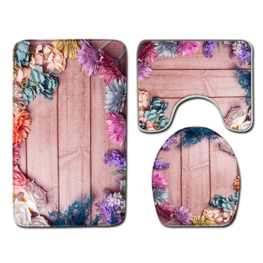 Sunflower Toilet Three-Piece Floor Mat Bathroom Three-Piece Carpet Doormat