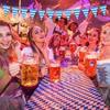 German Oktoberfest Party Venue Decoration Blue Rhombus Plaid Pennant Flag Wine Glass Flag
