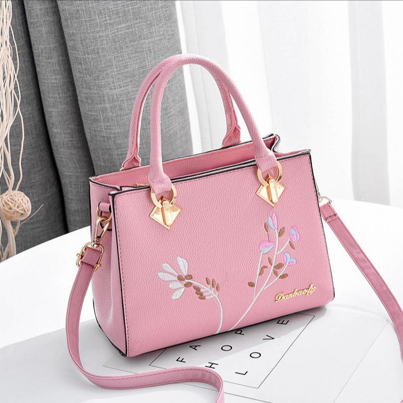 Dameshandtas Grote Capaciteit Veelzijdige Crossbody Tas Mode Handtas Schoudertas Geborduurde Elementen Pakket 26*10*20cm roze