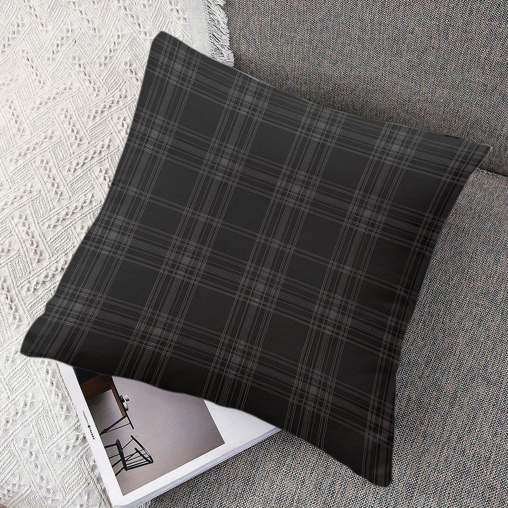 Noir Plaid Square Jacquard Pillow Cover for Sofa Office Waist Cushion Cover Home Decorative Pillowcase