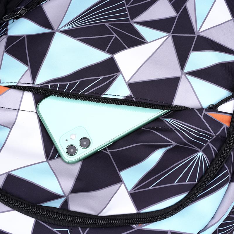 Middle School Schoolbag Geometric Printed Large Capacity Girls Boys Backpack