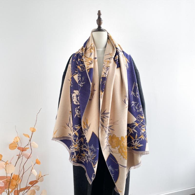 Long scarf mother winter imitation cashmere jacquard versatile warm scarf women's retro thickened air conditioner shawl