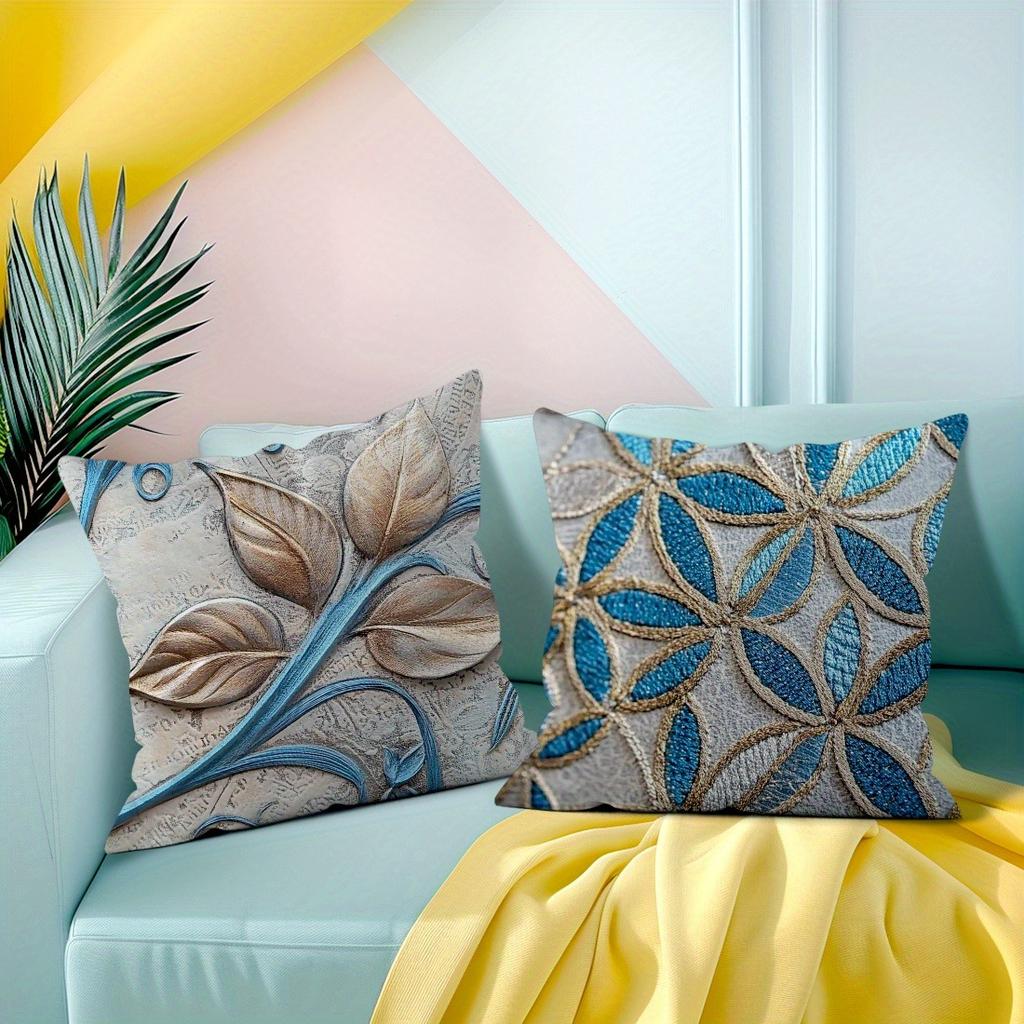 Navy Marbled Polyester PillowcaseSuitable for sofa car bedroom decorative cushion cover pillow cover