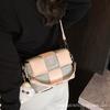 Niche design versatile crossbody bag women's 2025 new fashion contrast woven retro shoulder small square bag