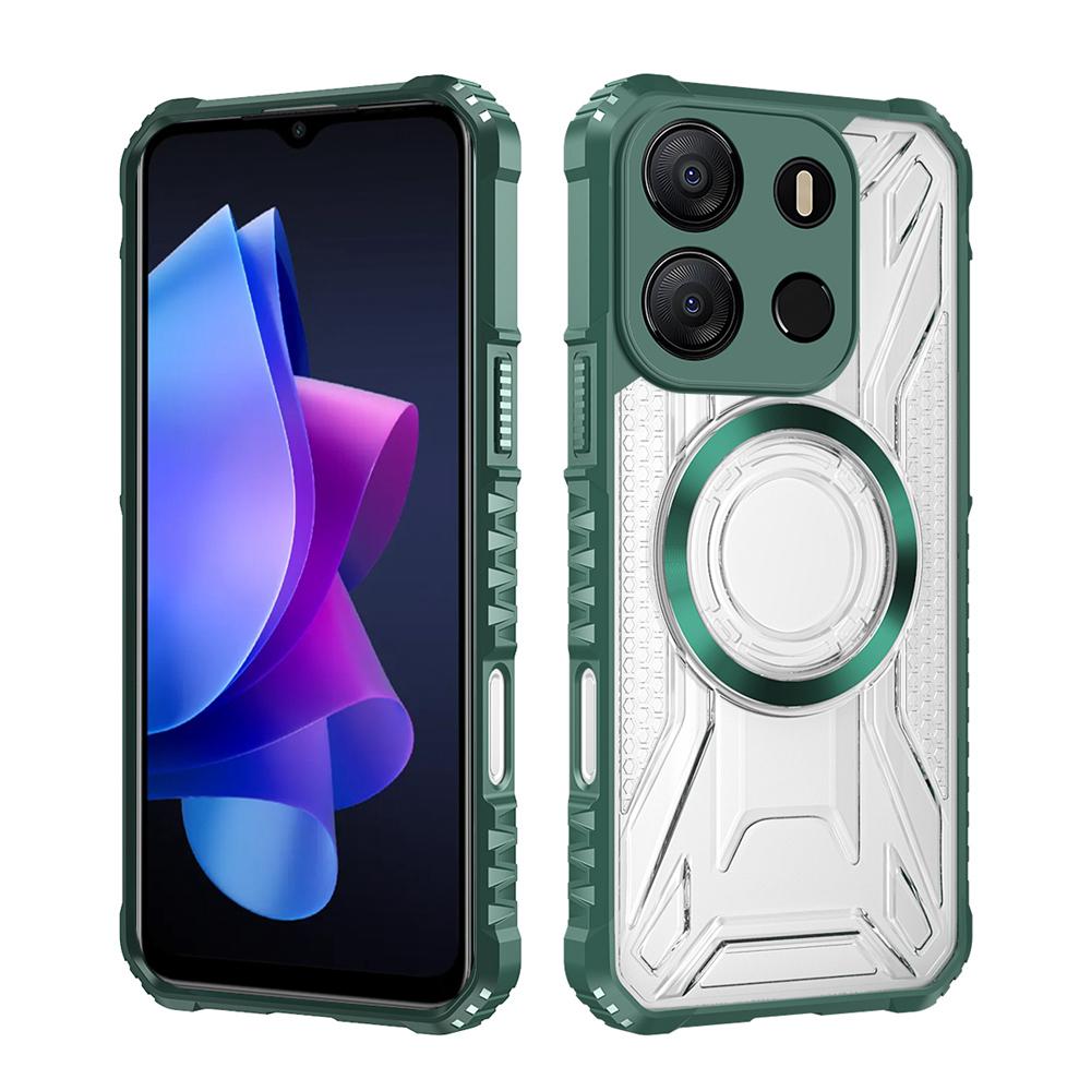 KEYSION Transparent Magnetic Case for TECNO Spark Go 2023 Pop 7 Pro Silicone+PC Shockproof Phone Back Cover for Infinix Smart 7