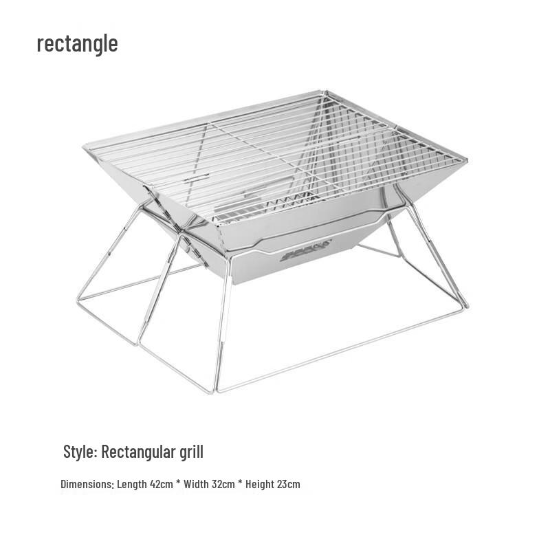 OEING Outdoor Folding Stainless Steel Charcoal Grill Standard