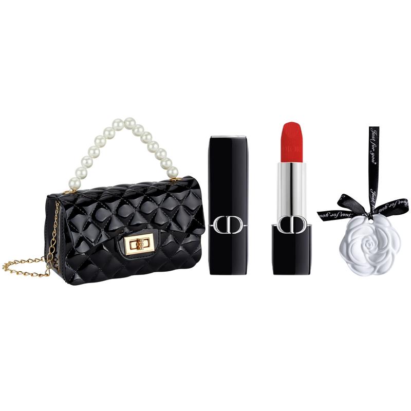 DIOR Perfume #999 3.5g velvet formal wear + white camellia aromatherapy tablets + pearl handbag синий