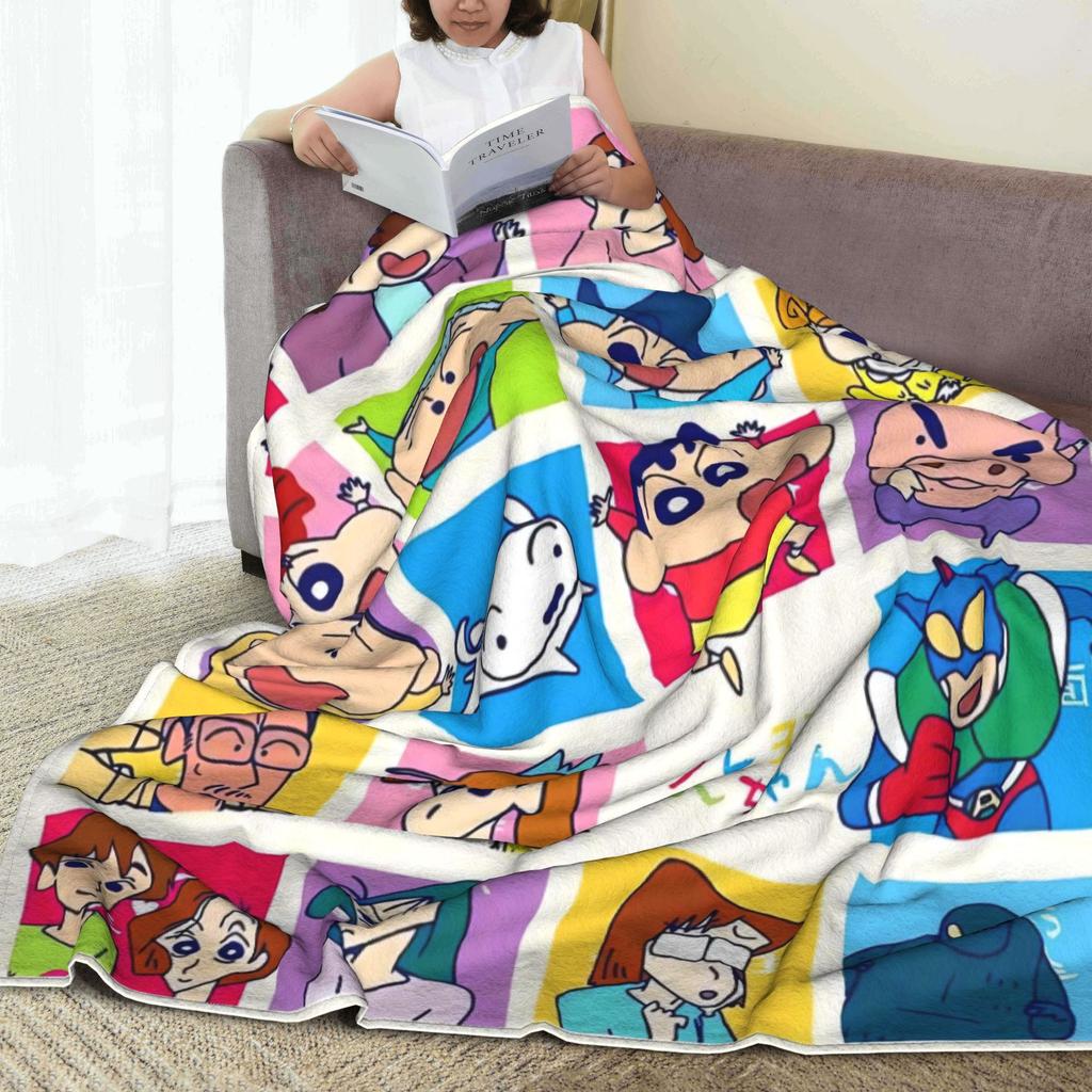 Crayons Shin-chans Cartoon Character Blanket  Super Warm Pattern Plush Throw Blanket For Kid Outdoor Flannel Bedspread Bed Cover