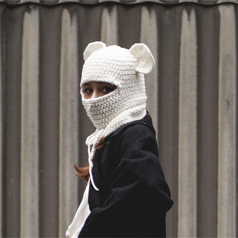 Neue handgemachte gehäkelte Totenkopf-Katzenohren-Baseballkappe personalisierte modische Erwachsenen-Überziehmütze