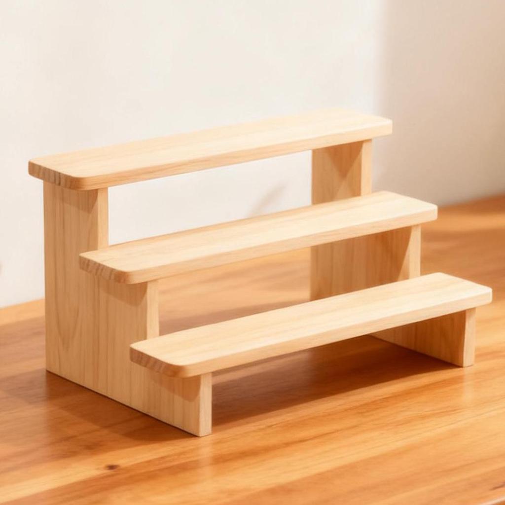 Massivholz-Tischdisplay-Regal für Puppen und Figuren - Mehrstufig, schraubenloses Stecksystem