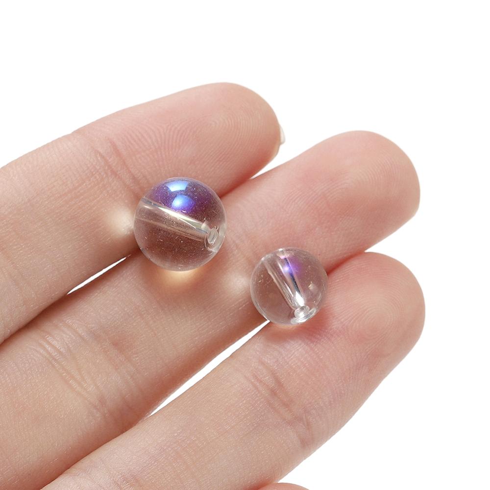20/50 Stück 8/10mm Matt Weiße Glasperlen Transparent AB Farbe Abstandshalter Lose Perlen für Armband Halskette Schmuckherstellung Zubehör
