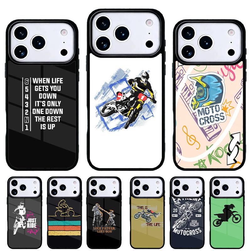 Moto Cross Motorcycle Sports Phone Case for iPhone 17 Air 16e 15 14 13 Pro Max Back Cover for 12 11 Pro Coque
