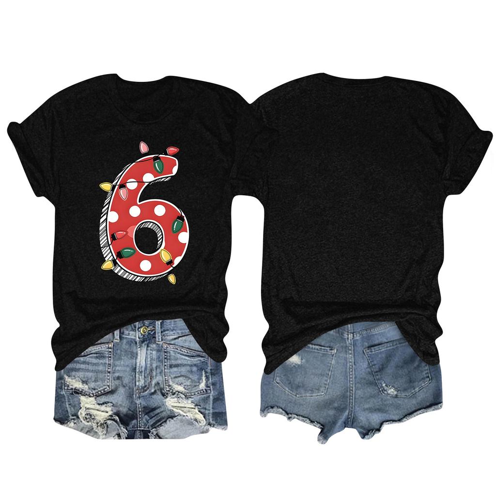 Camiseta de manga corta con cuello redondo y estampado de moda para mujer