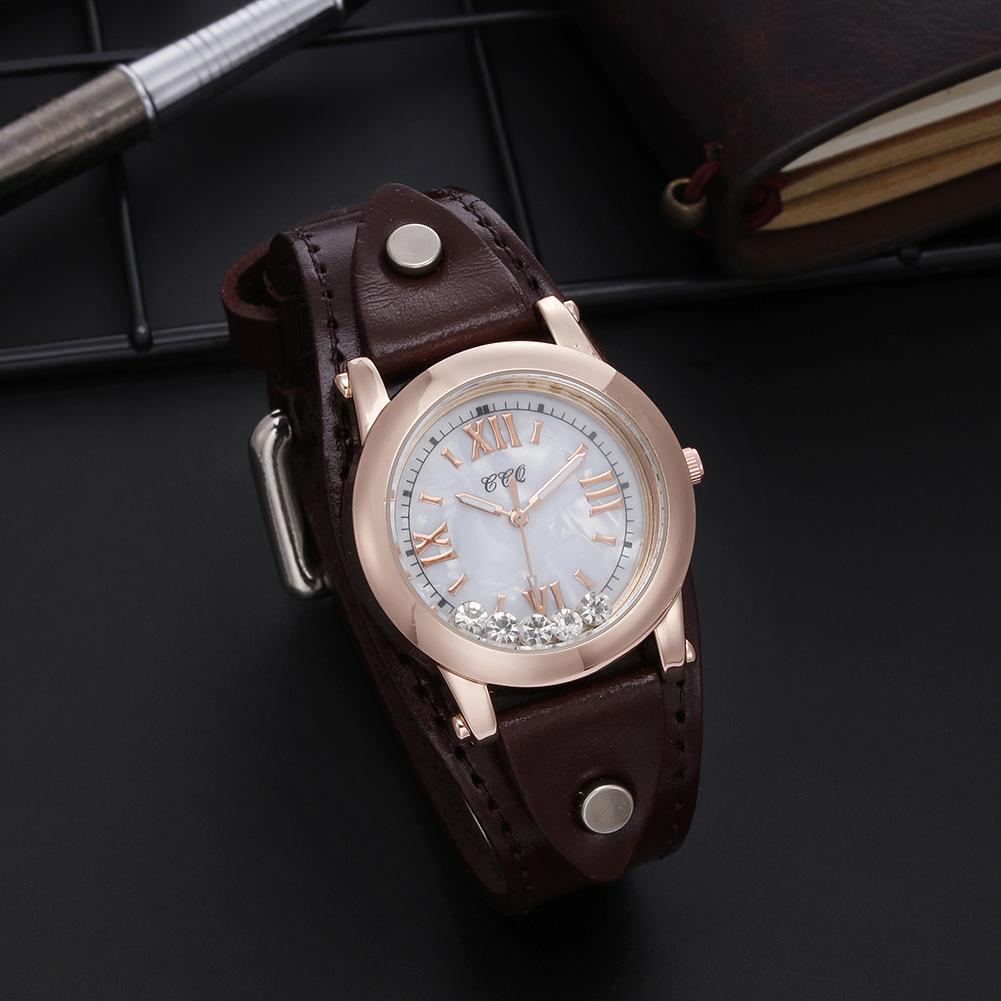 Piece Retro Watch Fashion Mechanical Watch Round Leather Strap Women'S Watch Women'S Watch