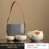 Guochao Splendid Mountains and Rivers Ru Kiln Binaural Teapot Ceramic Hand Grab Pot Light Luxury Portable Camping Small Set Kung Fu Tea Set
