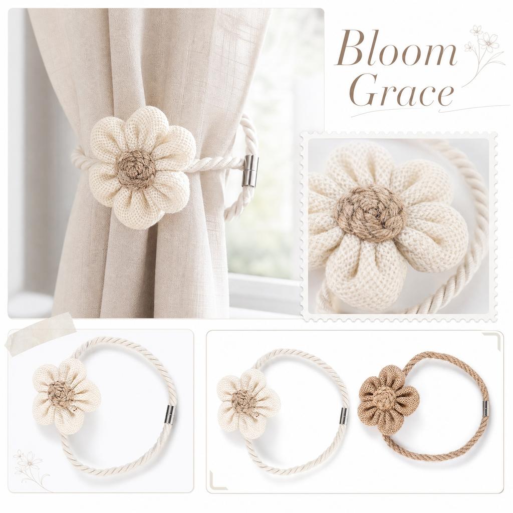 Magnetic Flower Curtain Tiebacks Decorative