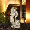 Angel Sculpture Craft with Solar Light Resin Angel Ornament Flower Fairy Angel Statue for Lawn Decoration Balcony Yard Art Home