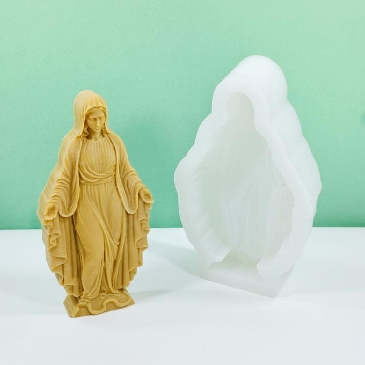 Silicone Candle Mold Catholic Gypsum Concrete Resins Cast 3D Virgins Soap Molds