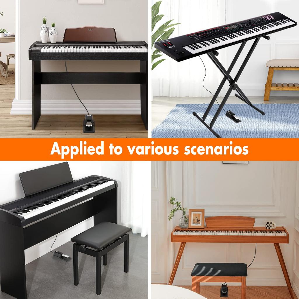 Imelod Digital Piano and Keyboard Sustain Pedal for Yamaha, Roland, Casio, Korg, Behringer, and Moog - Universal Foot Pedal, Black