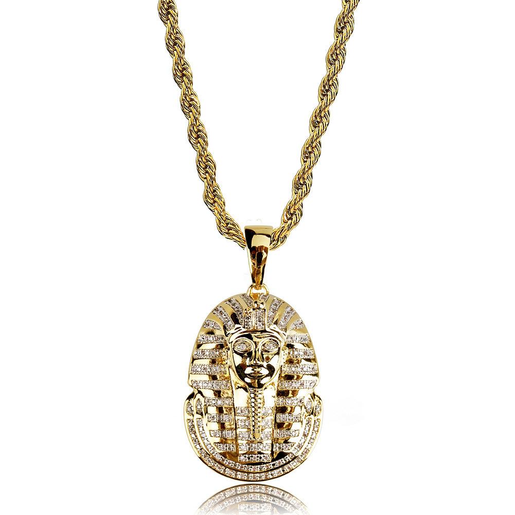 New European and American Egyptian Pharaoh Head Hip Hop Pendant Retro Men's Necklace