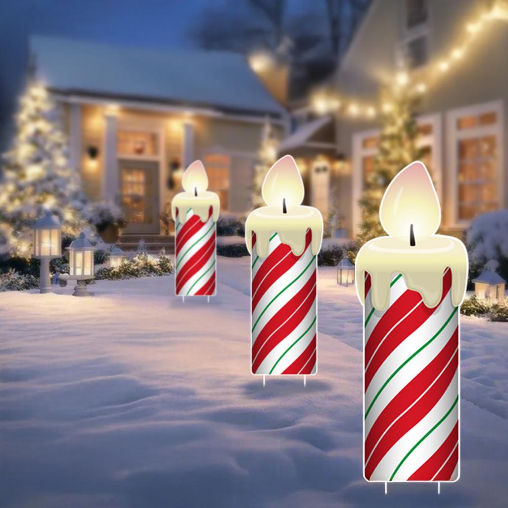 Christmas Decorations with Built-in Poles Easy Installation Christmas Decor Festive Christmas Yard Sign Set for Outdoor