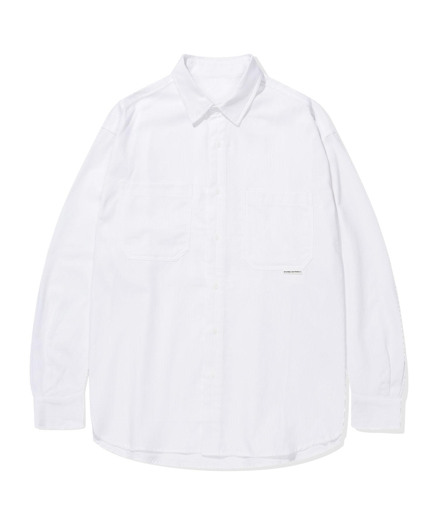 Divine Distance Big Pocket Striped Shirt [White] M