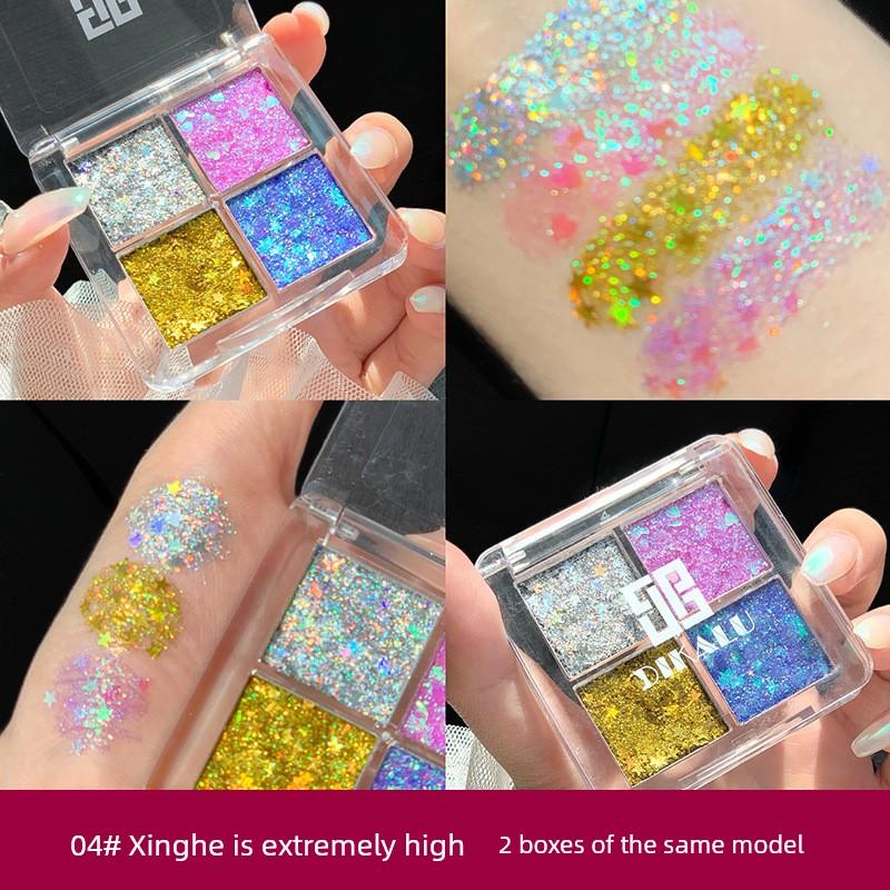Children's Day Stage Makeup Eye Shadow Glitter Gel Glue-Free Glitter Palette Sparkling Eye Makeup Performance Cosmetics Four Colors
