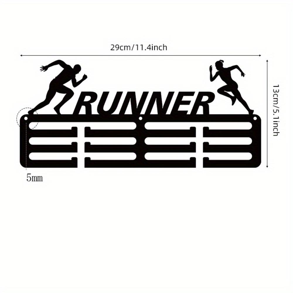 Metal Wall Mounted Medal Holder Black 11.4x5.1 Inch for Race Marathon Achievements Home Decor