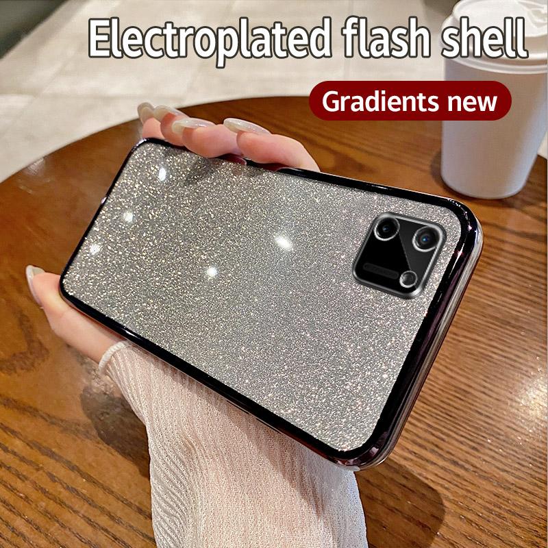 For OPPO Realme C11 2020 Case Realme C11 Phone Case Shiny Glitter Plating Silicone Camera Lens Soft Back Cover