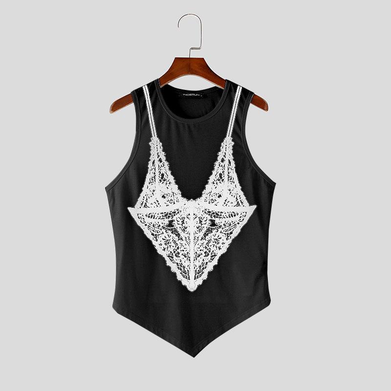 

INCERUN Men Summer Sleeveless Print Casual Irregular Tank Tops Undershirts 3XL