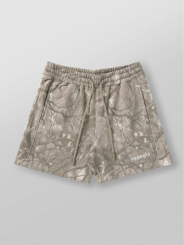 YOUNGLA Men's Casual Withered Leaf Style Camouflage Shorts - Retro Letter Loose Fit Summer Fitness Sports Beachwear