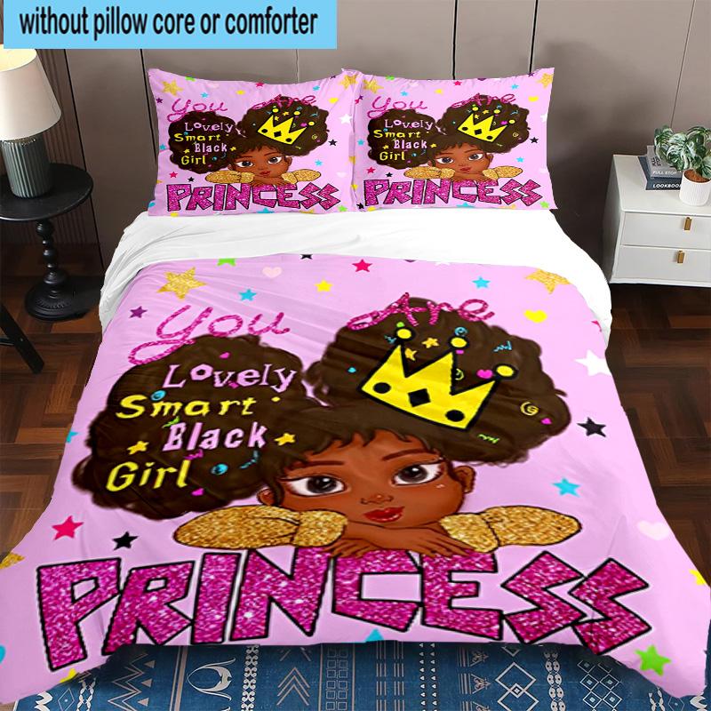 3PCS Black Princess Magic Celebration 3pcs Bedding,Including 3PCS Duvet Cover And 2pcs Pillowcases Perfect for Christmas,Ideal for Bedroom, Dormitory