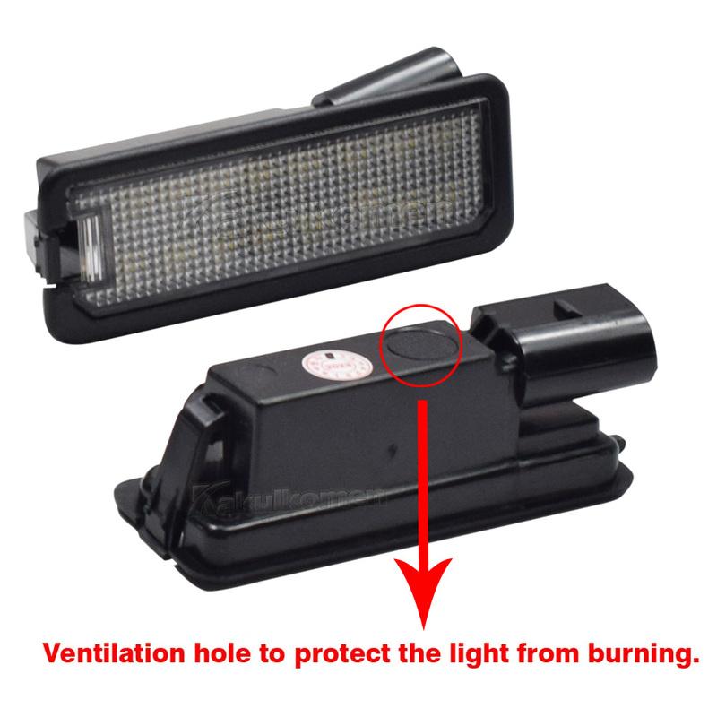 2pcs LED Number License Plate Light Lamp For VW Golf4/5/6/7 Passat B6 CC Eos Polo Superb Seat Leon Altea canbus no error White