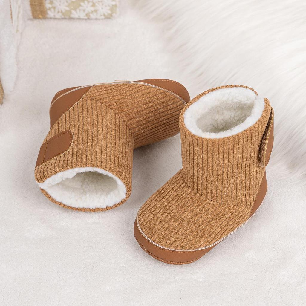 Cross-Border Winter Baby Velcro Cotton Warm Shoes with Plus Velvet Soft Sole.