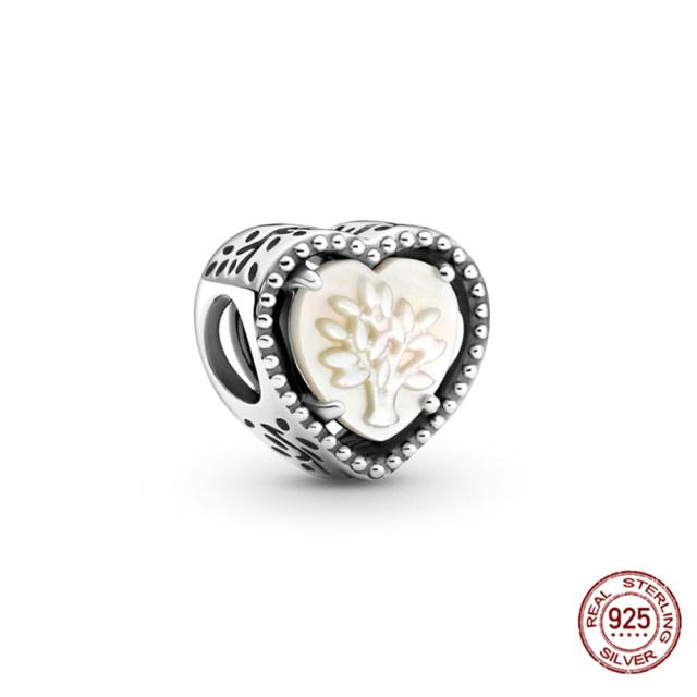 100 %925 Sterling Silver Charms Heart -Shaped And Tree Beads Fit Fashion Charm Bracelet Making For Women Diy Fashion Jewelry