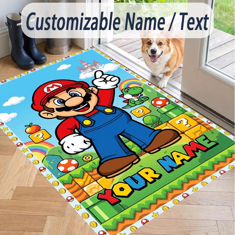 Custom Text Super Mario Pattern Floor Rug Soft Indoor Carpet Mat Living Room Bedroom