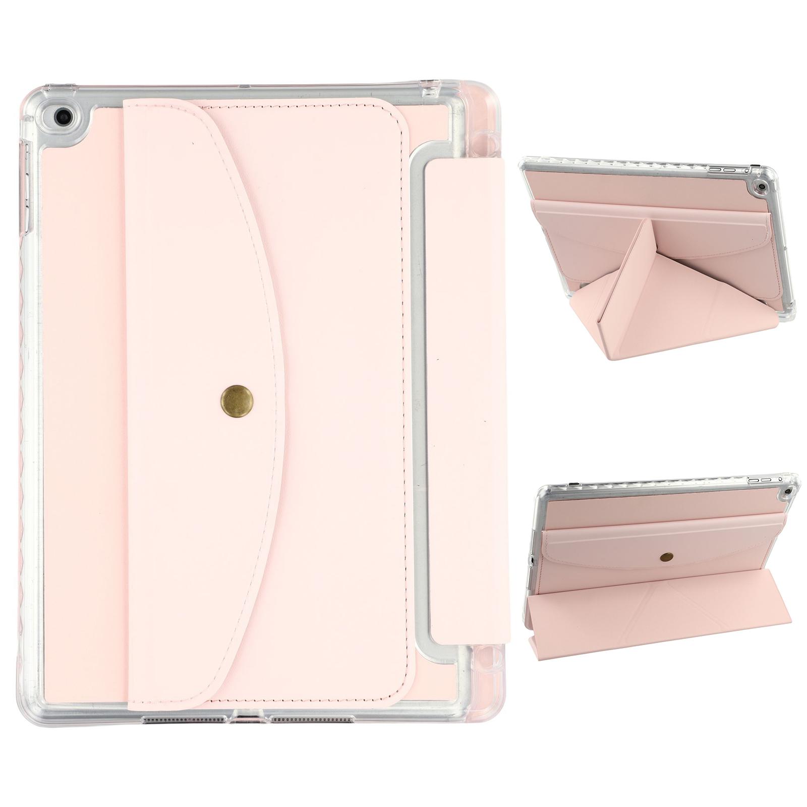 

Smart Tablet Case For iPad 9.7-inch (2018)/(2017)/Air 2/Air (2013) Origami Stand Wallet PU Leather Cover with Pencil Slot Pink