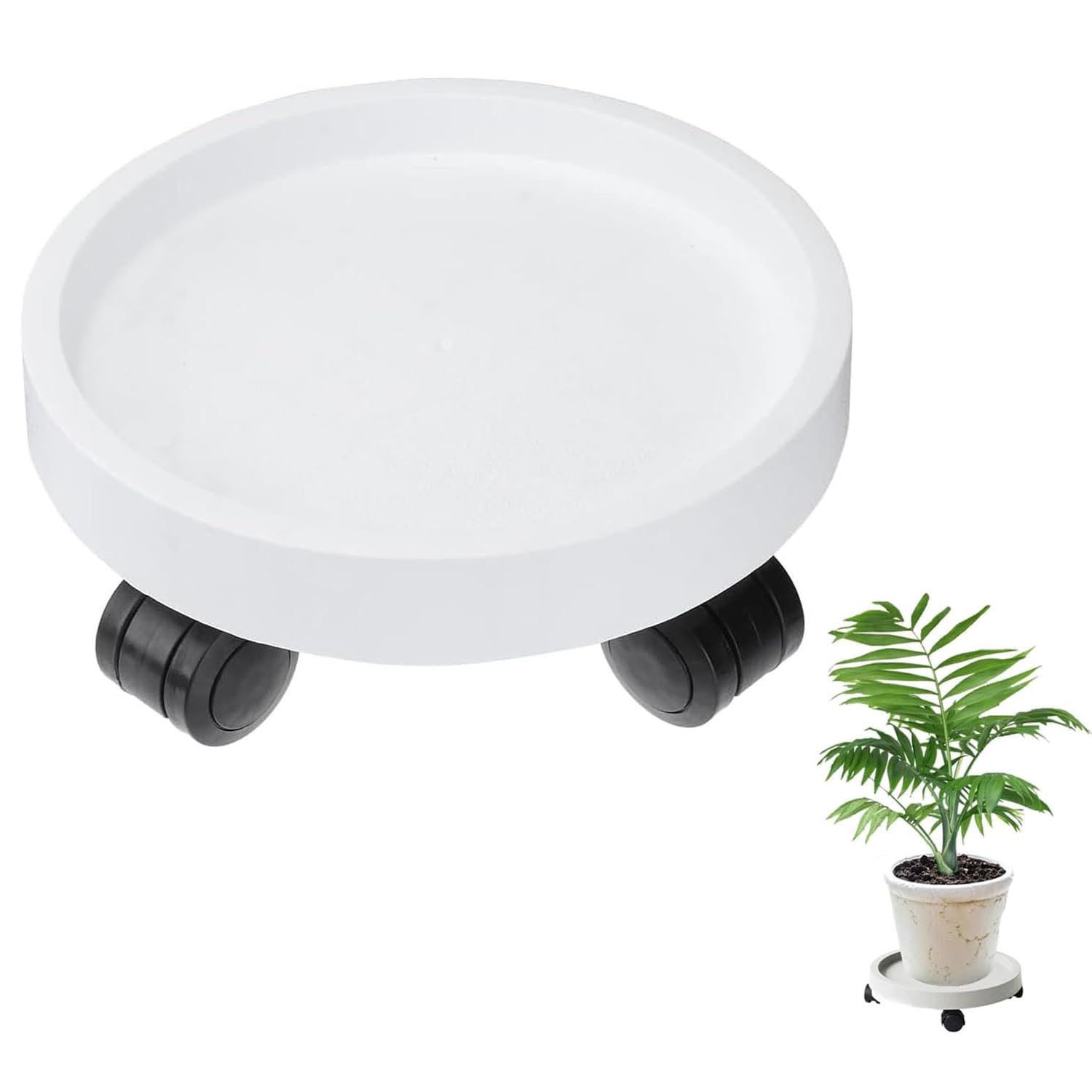 

Подставка для цветочного горшка Vinnatsu с цветочным горшком и поддоном, подставка для цветочного горшка с комнатным растением, подставка для цветов с мобильной подставкой для цветоводства, с легко вращающимся скрытым круглым белый