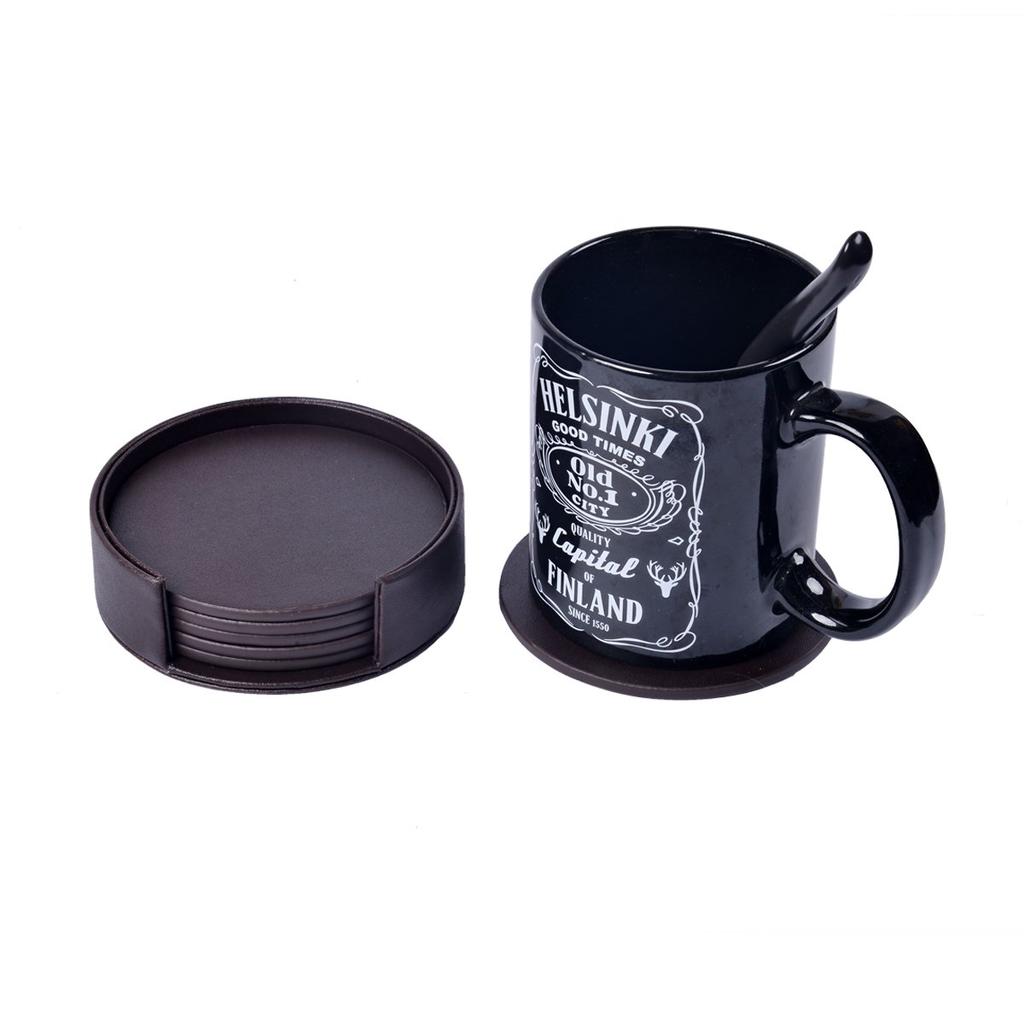 6Pcs//Set resina de pino Posavasos Con Soporte Almohadilla De Té Café Mantel de aislamiento térmico
